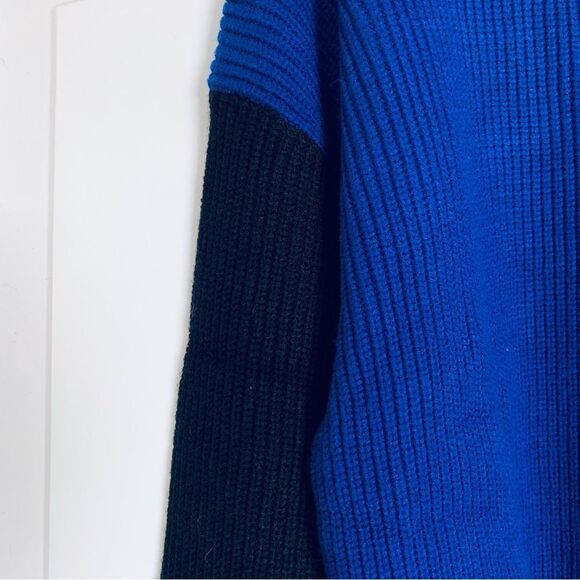 NWT Area Stars Blue Green & Black Color Block Mock Neck Knit Oversized Sweater M - Picture 6 of 9